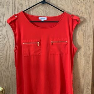Beautiful Calvin Kline blouse with zipper embellishments. Great for the work